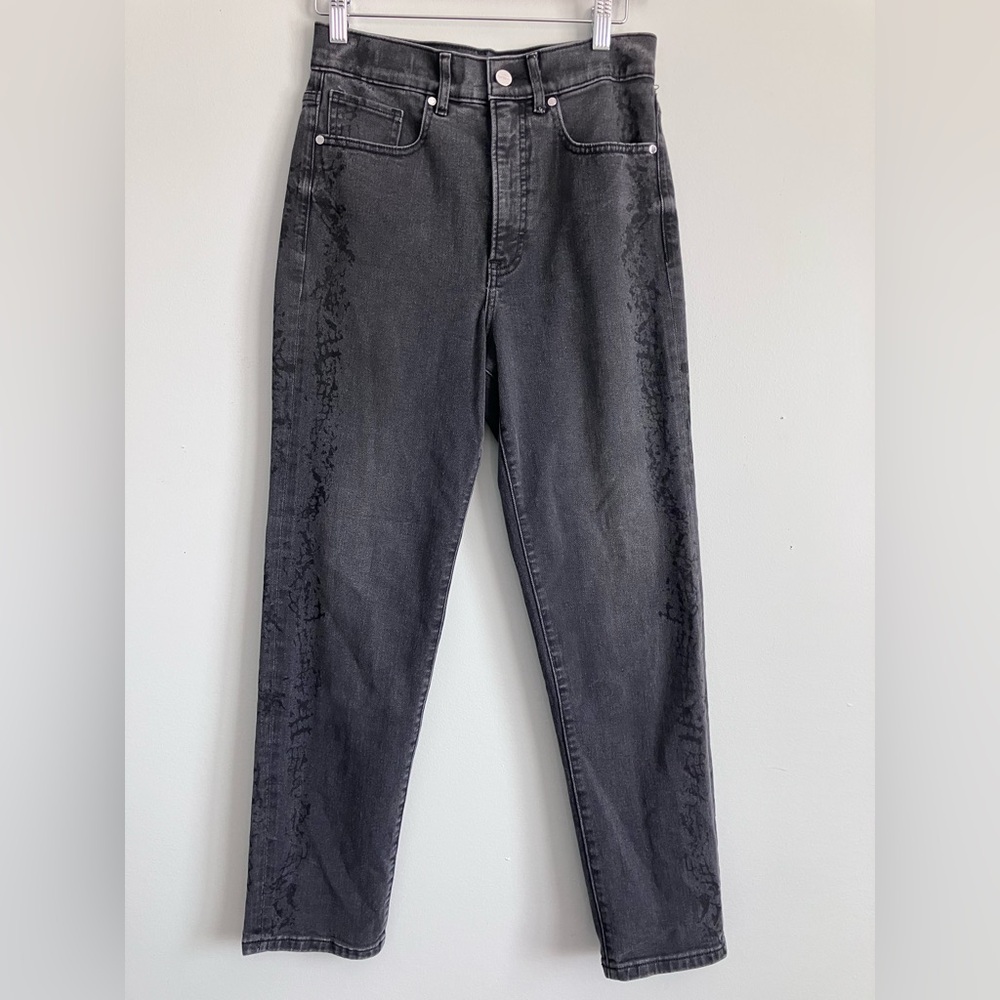 EXPRESS High Waisted Black Washed Straight Leg Slim Ankle Jeans Size 4